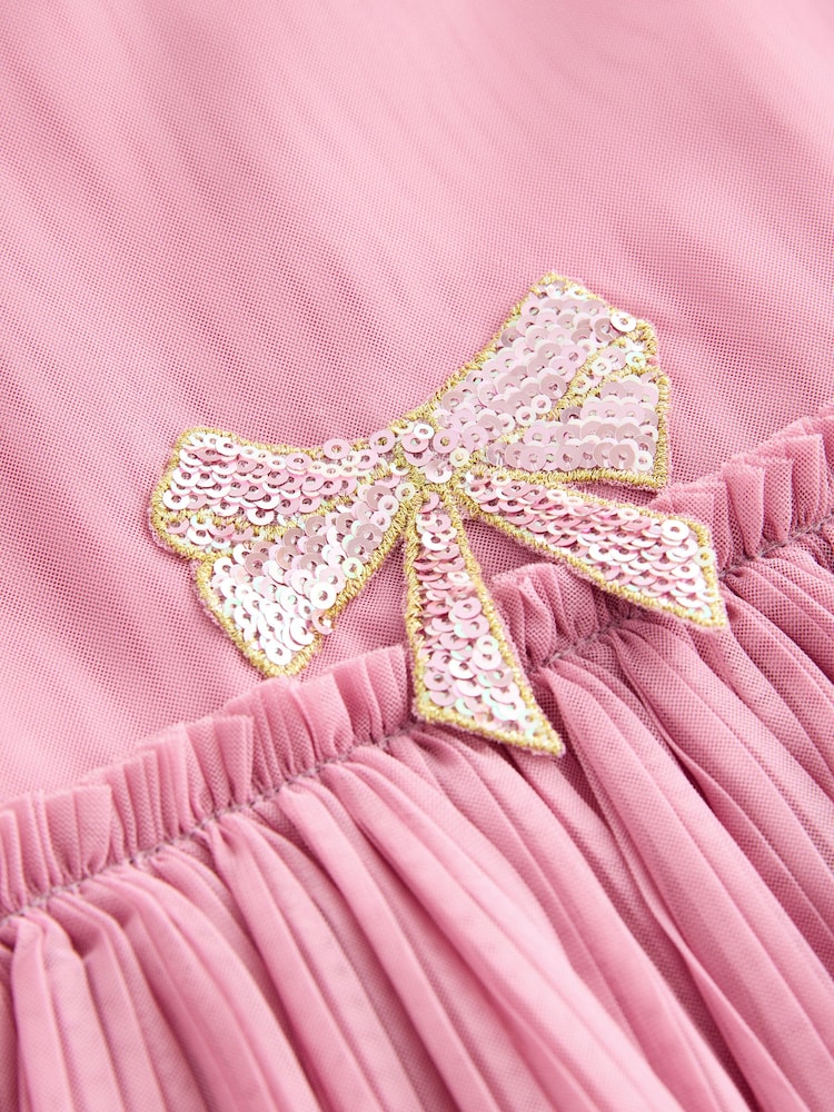 Baker by Ted Baker Pink Pleated Tier Mesh Dress - Image 11 of 11