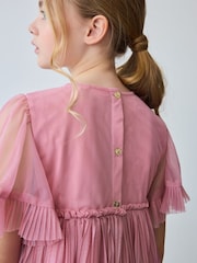 Baker by Ted Baker Pink Pleated Tier Mesh Dress - Image 7 of 11