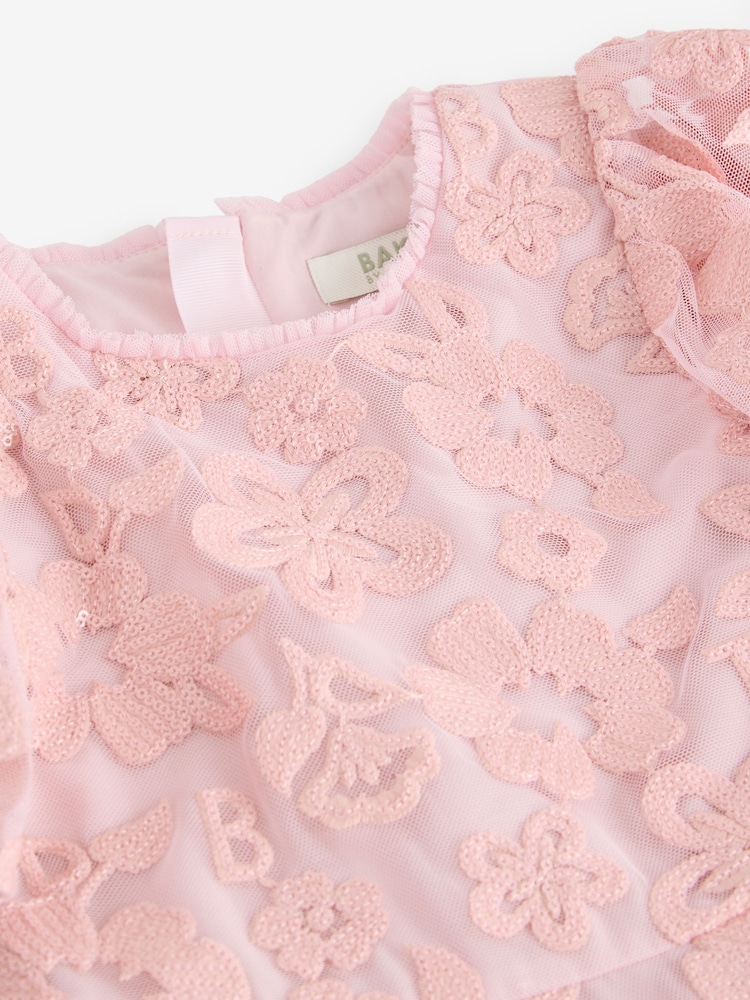 Baker by Ted Baker Pink All-Over Sequin Floral Pattern Dress - Image 13 of 14