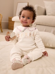 Baker by Ted Baker Cream Quilted Collar Detail Sweatshirt and Joggers Set - صورة 1 من 10