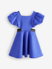 Baker by Ted Baker Blue Branded Waistband Embossed Scuba Dress - Image 7 of 11