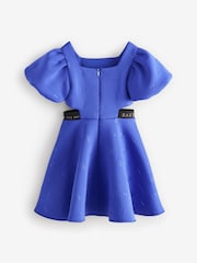 Baker by Ted Baker Blue Branded Waistband Embossed Scuba Dress - Image 8 of 11