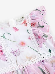 Baker by Ted Baker Pink Floral Print Tiered Midi Dress - Image 13 of 13