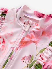 Baker by Ted Baker 2 Piece Pink Floral Swimsuit and Sunsafe Hat Set - Image 3 of 5