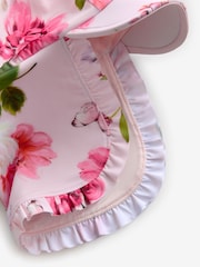 Baker by Ted Baker 2 Piece Pink Floral Swimsuit and Sunsafe Hat Set - Image 5 of 5