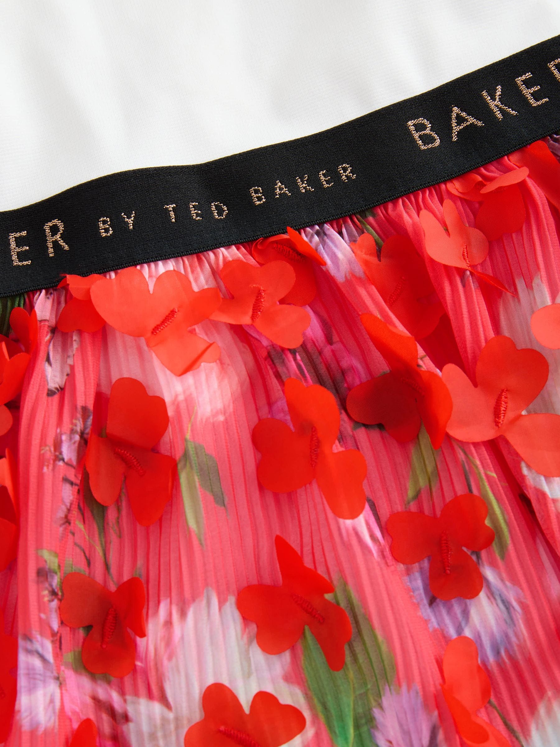 TED BAKER ☆ スカート Anabell グリーン Ted Baker Jhenni Green Satin Floral Pleated Lined sz 3 UK 12