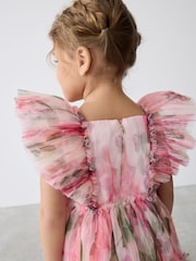 Baker by Ted Baker Floral Crinkle Mesh Frill Dress - Image 10 of 17