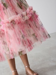 Baker by Ted Baker Floral Crinkle Mesh Frill Dress - Image 11 of 17