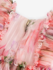 Baker by Ted Baker Floral Crinkle Mesh Frill Dress - Image 15 of 17