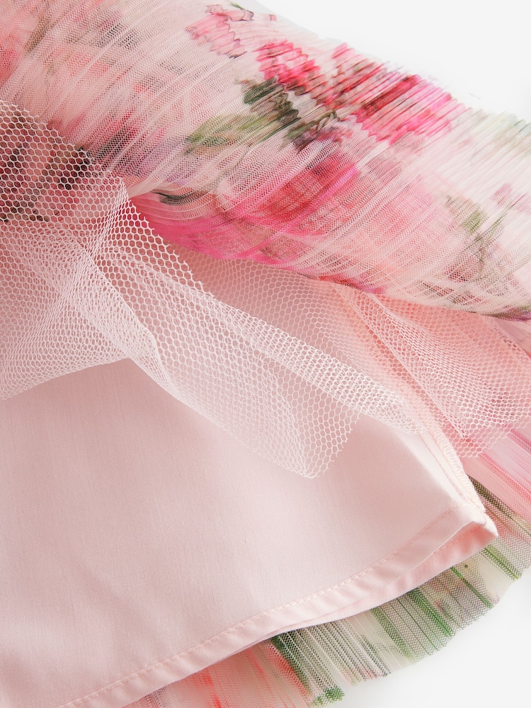 Baker by Ted Baker Floral Crinkle Mesh Frill Dress - Image 17 of 17