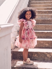 Baker by Ted Baker Floral Crinkle Mesh Frill Dress - Image 2 of 17