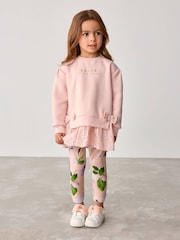 Baker by Ted Baker Pink 2 Piece Broderie Sweat & Legging Set - Image 2 of 7