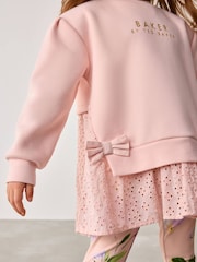 Baker by Ted Baker Pink 2 Piece Broderie Sweat & Legging Set - Image 6 of 7