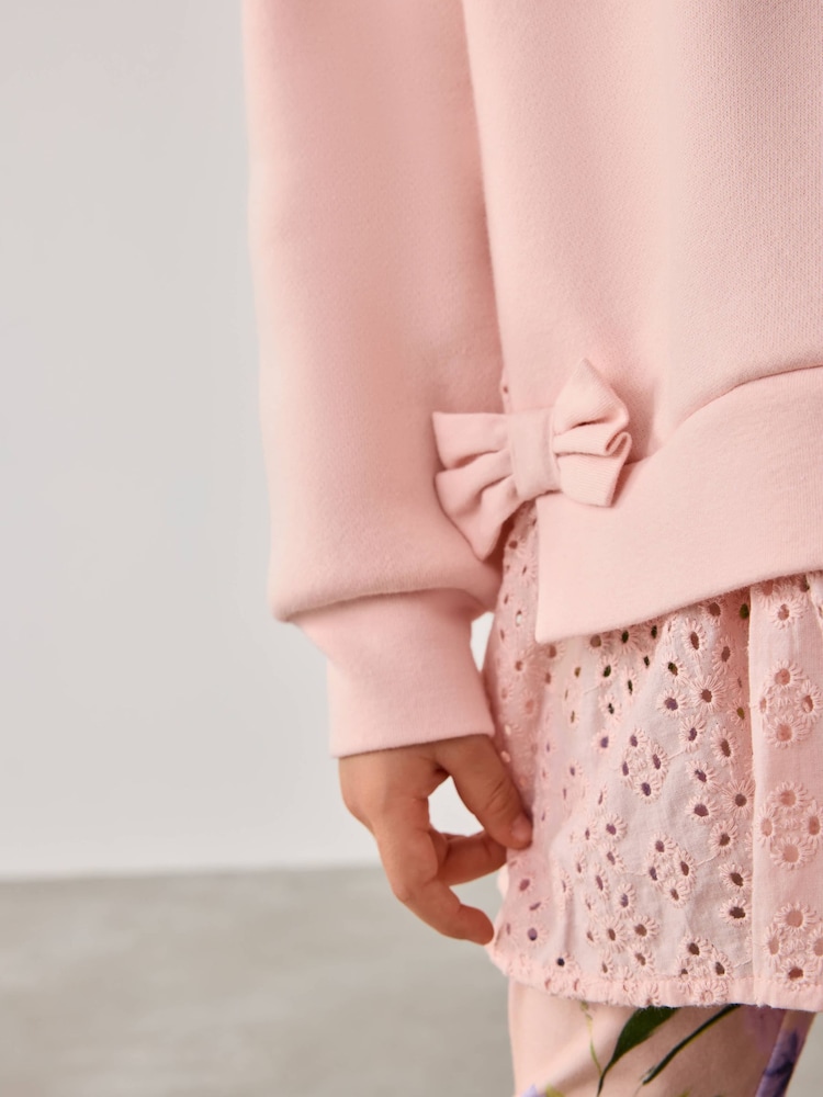 Baker by Ted Baker Pink 2 Piece Broderie Sweat & Legging Set - Image 7 of 7