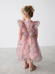 Baker by Ted Baker Pink Floral Printed Organza Dress - Image 2 of 8