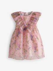 Baker by Ted Baker Pink Floral Printed Organza Dress - Image 5 of 8