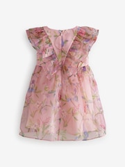 Baker by Ted Baker Pink Floral Printed Organza Dress - Image 6 of 8