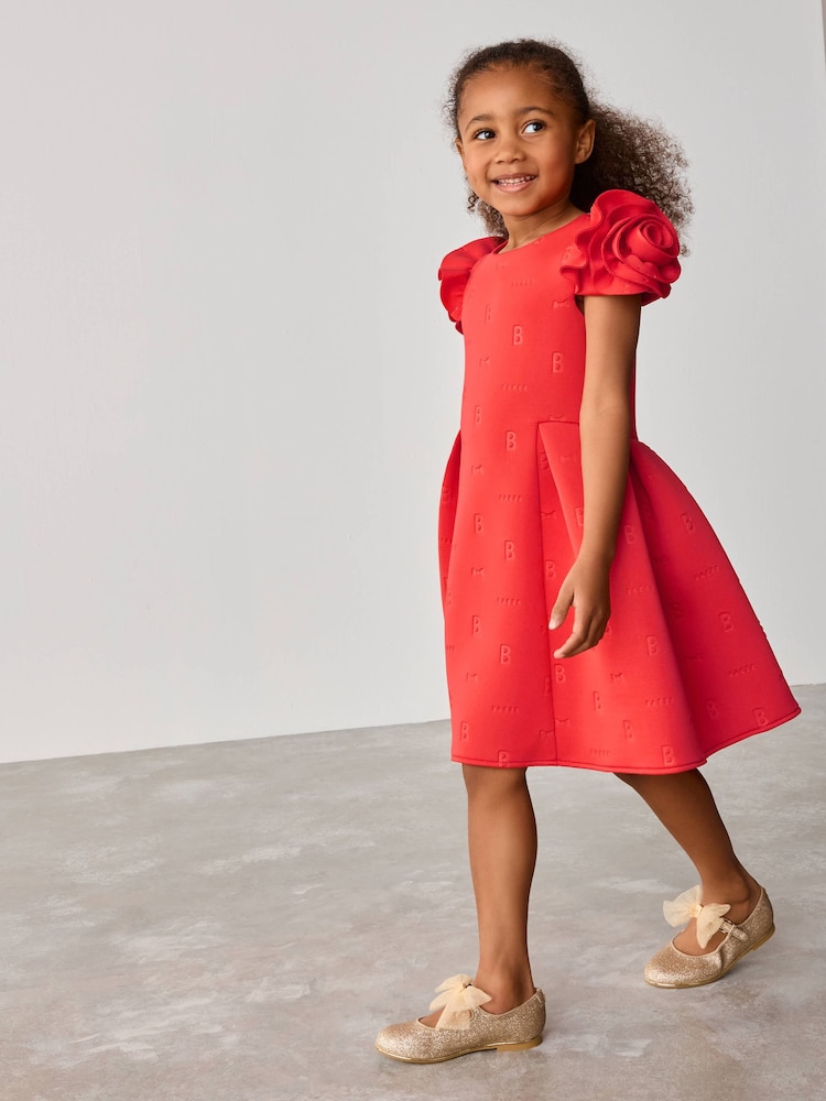 Baker by Ted Baker Rose Sleeve Detail Embossed Scuba Dress - Image 1 of 11