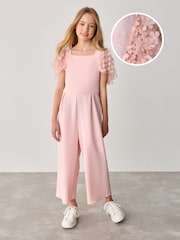 Baker by Ted Baker Pink 3D Flower Print Sleeve Detail Jumpsuit - Image 1 of 9