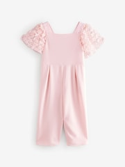 Baker by Ted Baker Pink 3D Flower Print Sleeve Detail Jumpsuit - Image 6 of 9