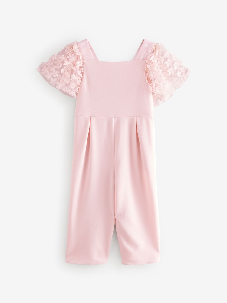 Baker by Ted Baker Pink 3D Flower Print Sleeve Detail Jumpsuit - Image 6 of 9