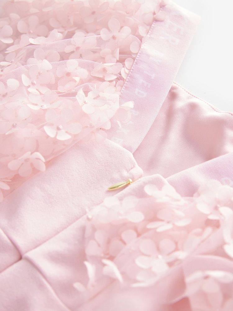 Baker by Ted Baker Pink 3D Flower Print Sleeve Detail Jumpsuit - Image 9 of 9