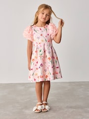 Baker by Ted Baker Pink 3D Sleeve Floral Print Scuba Dress - Image 1 of 8