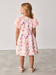 Baker by Ted Baker Pink 3D Sleeve Floral Print Scuba Dress - Image 3 of 8