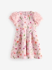 Baker by Ted Baker Pink 3D Sleeve Floral Print Scuba Dress - Image 5 of 8