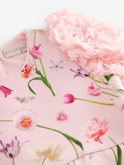 Baker by Ted Baker Pink 3D Sleeve Floral Print Scuba Dress - Image 7 of 8
