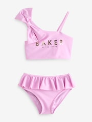 Baker by Ted Baker Purple Bow Shoulder Ruffle Bikini - Image 1 of 5
