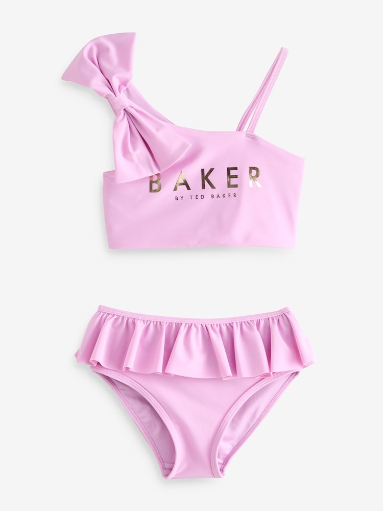 Baker by Ted Baker Purple Bow Shoulder Ruffle Bikini - Image 1 of 5