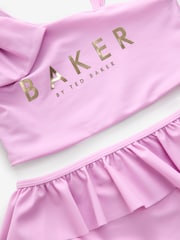 Baker by Ted Baker Purple Bow Shoulder Ruffle Bikini - Image 3 of 5