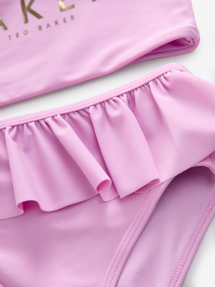 Baker by Ted Baker Purple Bow Shoulder Ruffle Bikini - Image 5 of 5