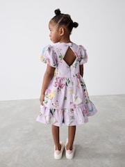 Baker by Ted Baker Purple Textured Floral Print Puff Sleeve Dress - Image 2 of 12