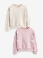 Baker by Ted Baker Pink/Cream Multi Crew Sweat Tops 2 Pack - Image 1 of 5