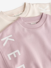Baker by Ted Baker Pink/Cream Multi Crew Sweat Tops 2 Pack - Image 5 of 5