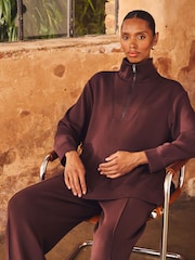 JoJo Maman Bébé Co-ord Premium Jersey Maternity Half Zip Sweatshirt - صورة 1 من 6