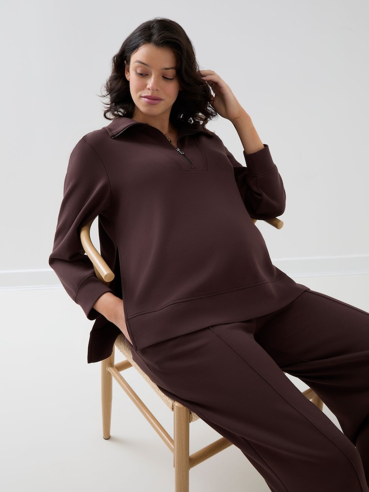 JoJo Maman Bébé Co-ord Premium Jersey Maternity Half Zip Sweatshirt - صورة 2 من 6 JoJo Maman Bébé Co-ord Premium Jersey Maternity Half Zip Sweatshirt - صورة 2 من 6