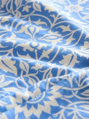 William Morris Blue/White Print Short Sleeve Lace V-Neck Bubblehem 100% Cotton Top - Image 7 of 7