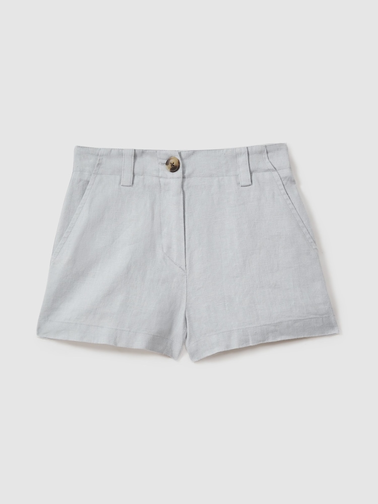 Reiss Blue Dani 13-14 yrs Linen Loose Fit Shorts - Image 1 of 4