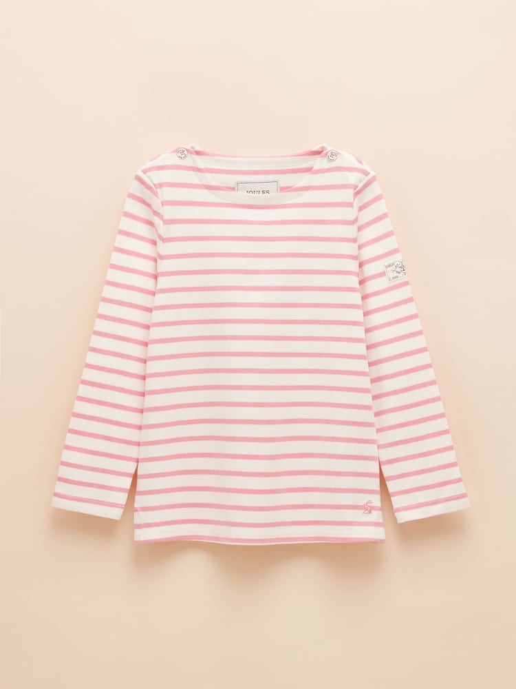 Joules Girls' Harbour Pink Long Sleeve Jersey Top - Image 1 of 4
