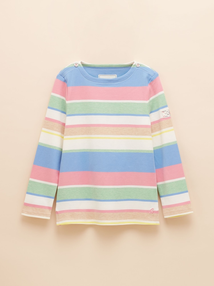 Joules Girls' Harbour Green & Pink Pastel Long Sleeve Jersey Top - Image 1 of 4