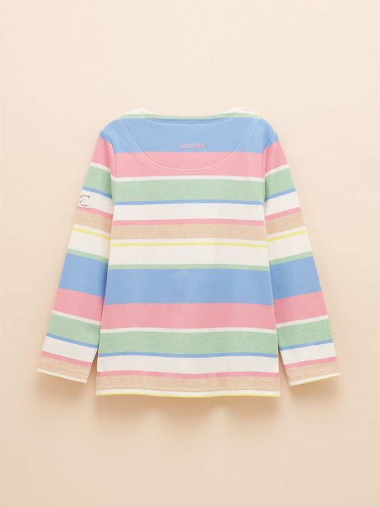 Joules Girls' Harbour Green & Pink Pastel Long Sleeve Jersey Top - Image 2 of 4