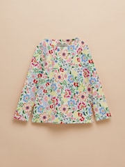 Joules Girls' Harbour White & Pink Floral Long Sleeve Jersey Top - Image 1 of 4