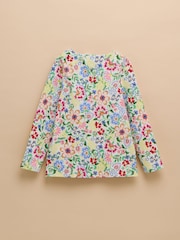 Joules Girls' Harbour White & Pink Floral Long Sleeve Jersey Top - Image 2 of 4