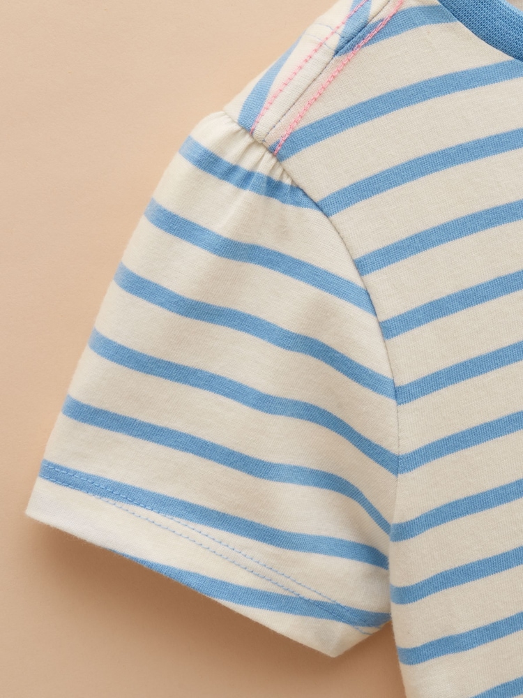 Joules Astra Blue Stripe Hamster Applique Cotton T-Shirt - Image 4 of 4