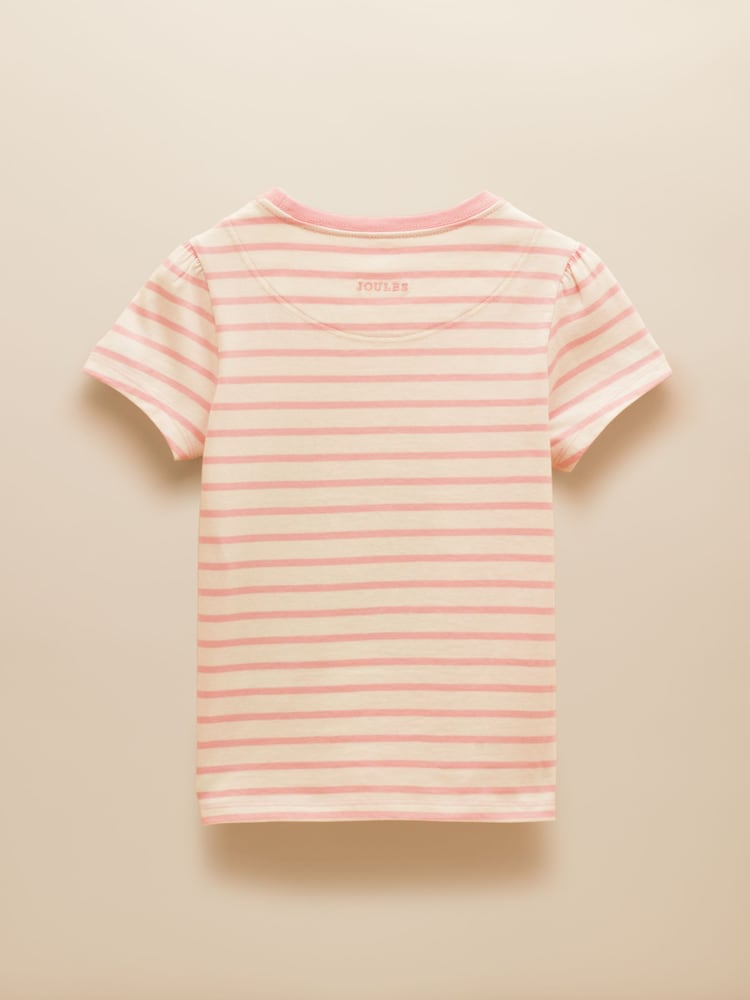 Joules Astra Pink Stripe Horse Applique Cotton T-Shirt - Image 2 of 4