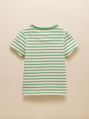 Joules Astra Green Stripe Dog Applique Cotton T-Shirt - Image 2 of 4