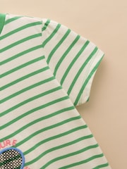 Joules Astra Green Stripe Dog Applique Cotton T-Shirt - Image 4 of 4